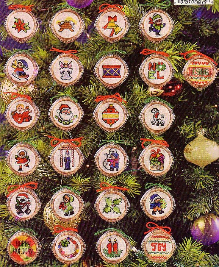 Vintage Cross Stitch Patterns Round Mini Christmas Ornaments Etsy In  - Vintage Cross Stitch Christmas Patterns