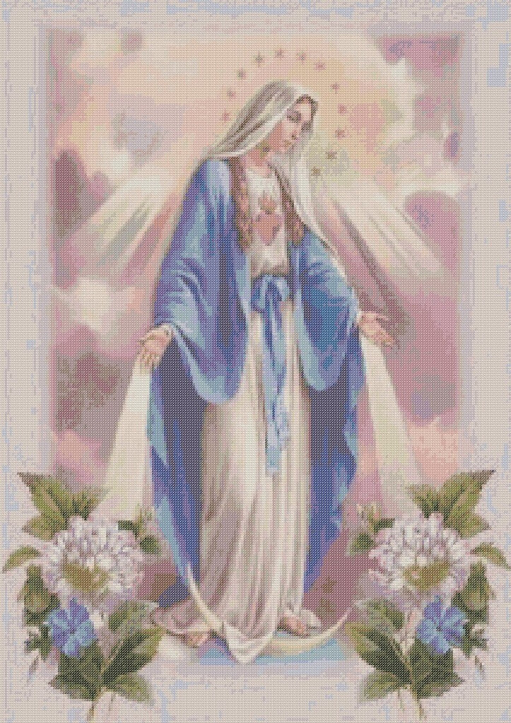 Virgin Mary Counted Cross Stitch Pattern Mother Of God Pixel Etsy  - Mother Mary Cross Stitch Pattern