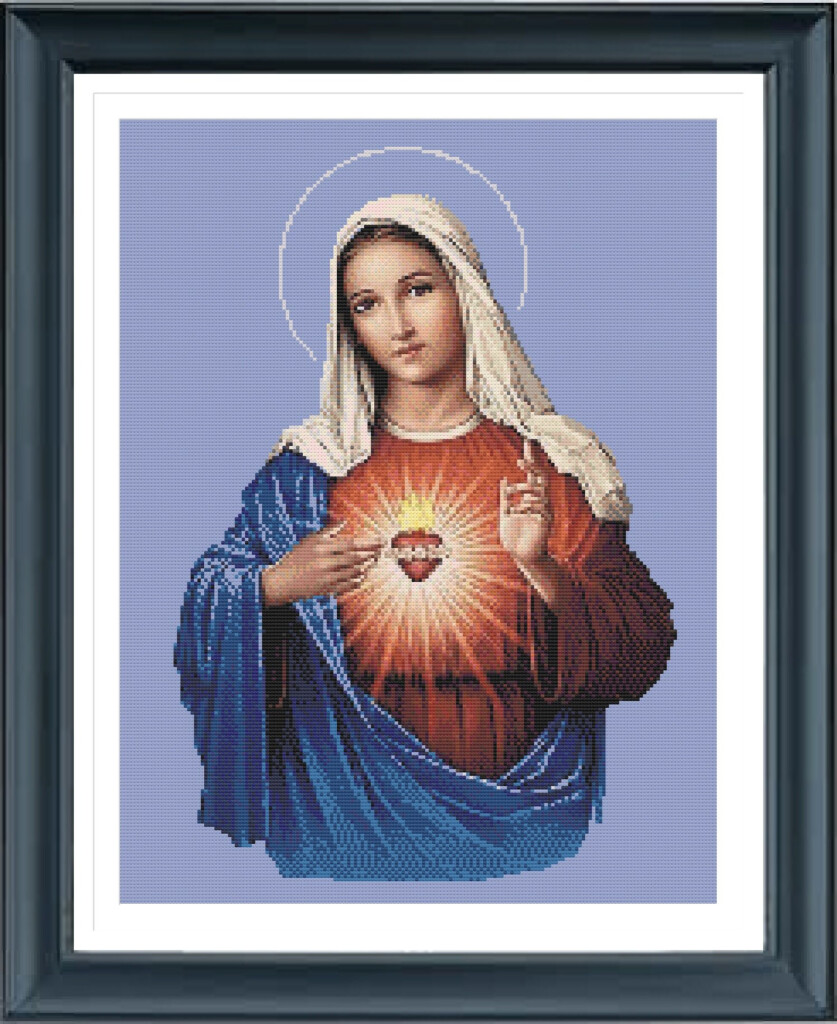 Virgin Mary Cross Stitch Pattern Sacred Heart Pattern Etsy sterreich - Mother Mary Cross Stitch Pattern