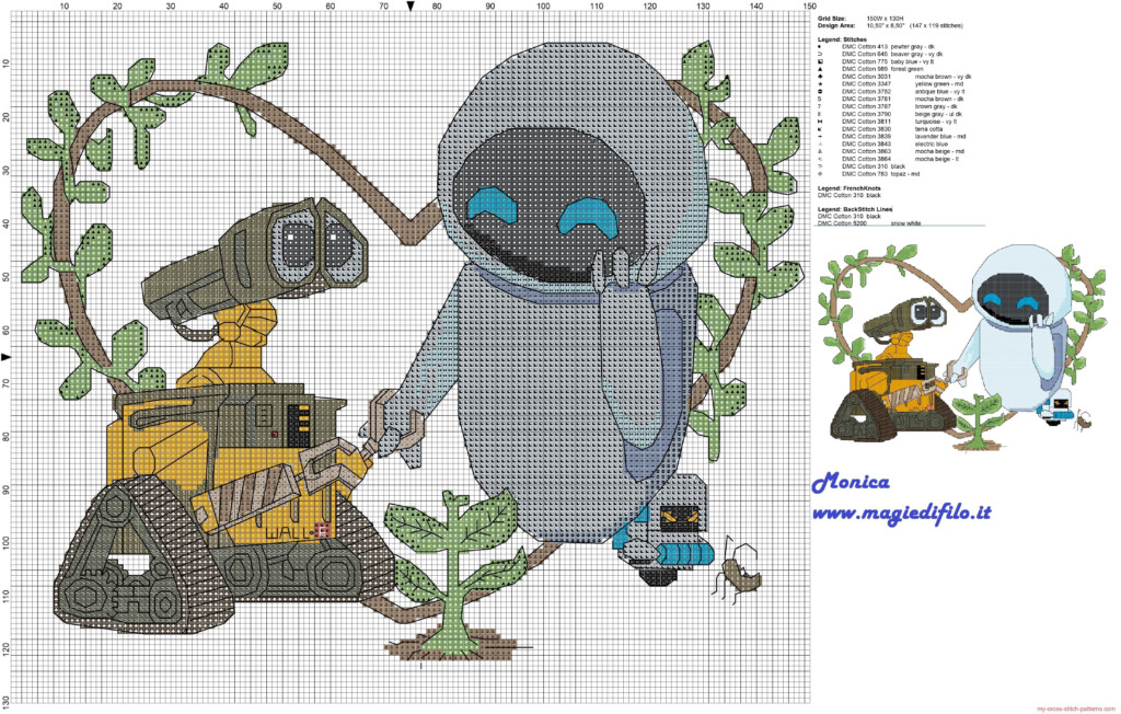 Wall e Eve Disney Cross Stitch Patterns Cross Stitch For Kids Just  - Wall E Cross Stitch Pattern