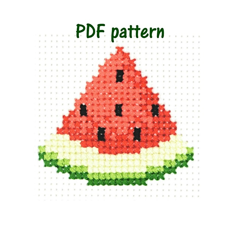Watermelon Cross Stitch Pattern PDF For Beginner Hand Etsy - Free Watermelon Cross Stitch Pattern