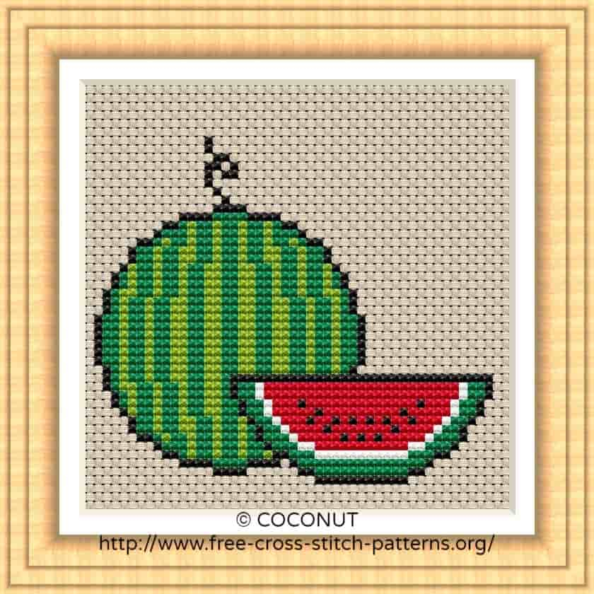 WATERMELON FREE AND EASY PRINTABLE CROSS STITCH PATTERN Free Cross  - Free Watermelon Cross Stitch Pattern