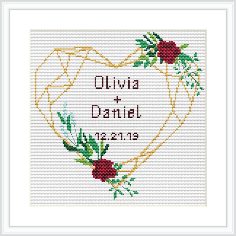 Wedding Cross Stitch Pattern Personalized Counted Cross Etsy - Simple Wedding Cross Stitch Pattern