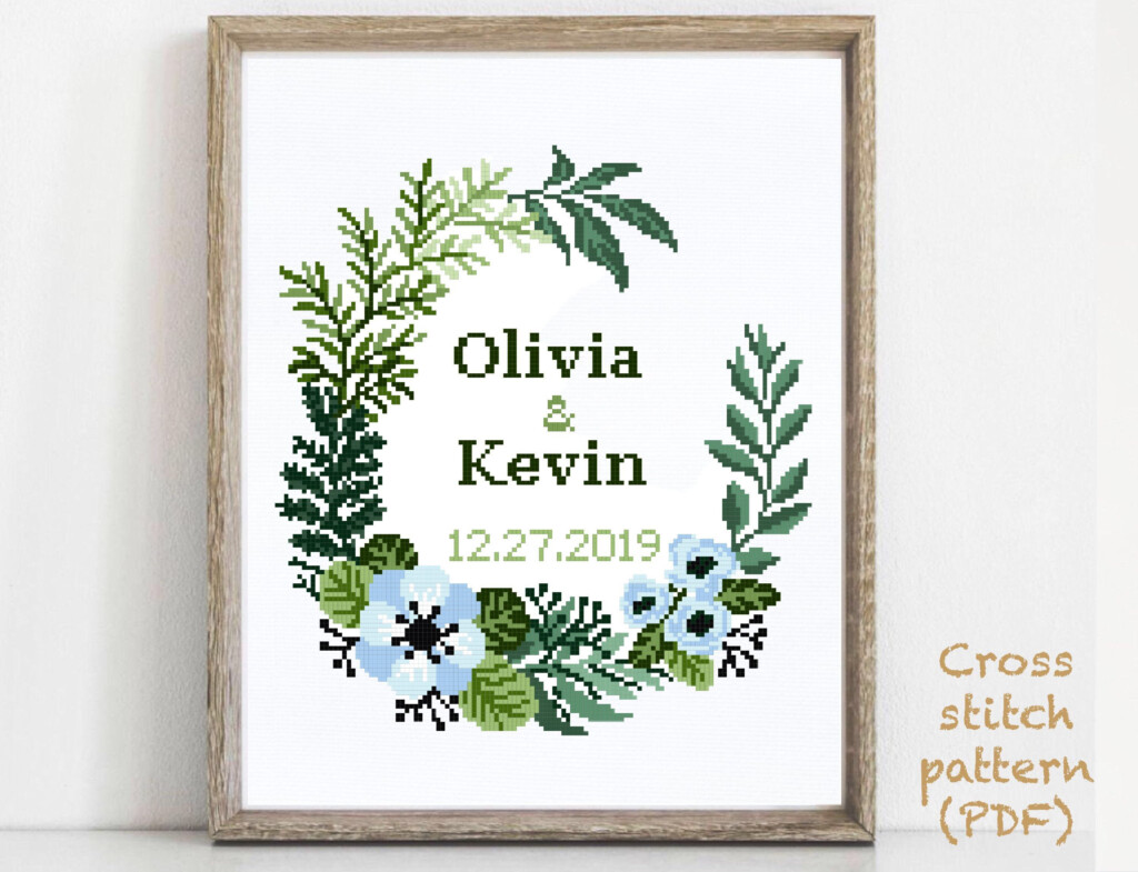Wedding Modern Cross Stitch Pattern Personalized Counted Cross Stitch  - Modern Cross Stitch Wedding Patterns