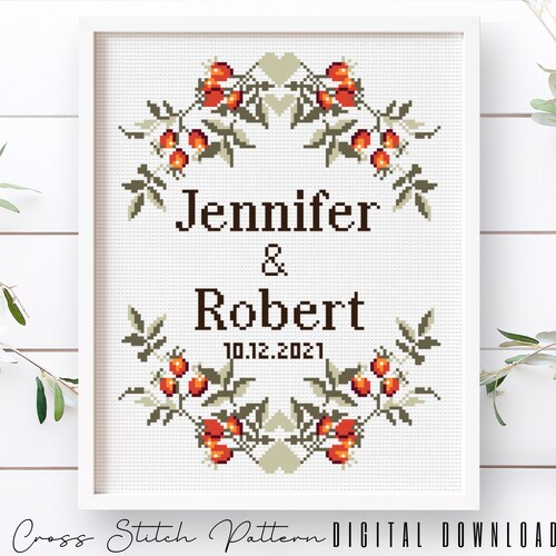 Wedding Modern Cross Stitch Pattern Personalized Counted Etsy - Modern Cross Stitch Wedding Patterns