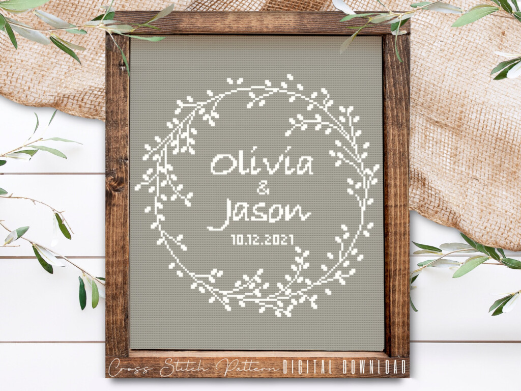 Wedding Modern Cross Stitch Pattern Personalized Counted Etsy UK - Modern Cross Stitch Wedding Patterns