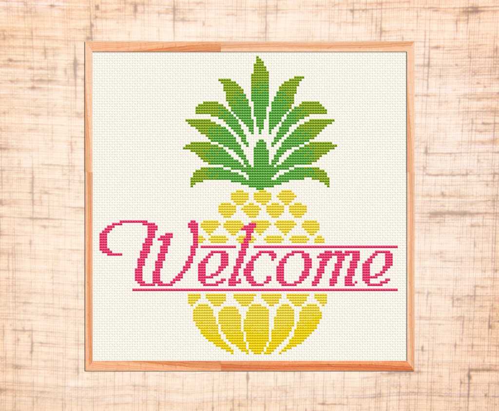 Welcome Cross Stitch Pattern Modern Cross Stitch Pineapple Etsy - Cross Stitch Welcome Sign Pattern