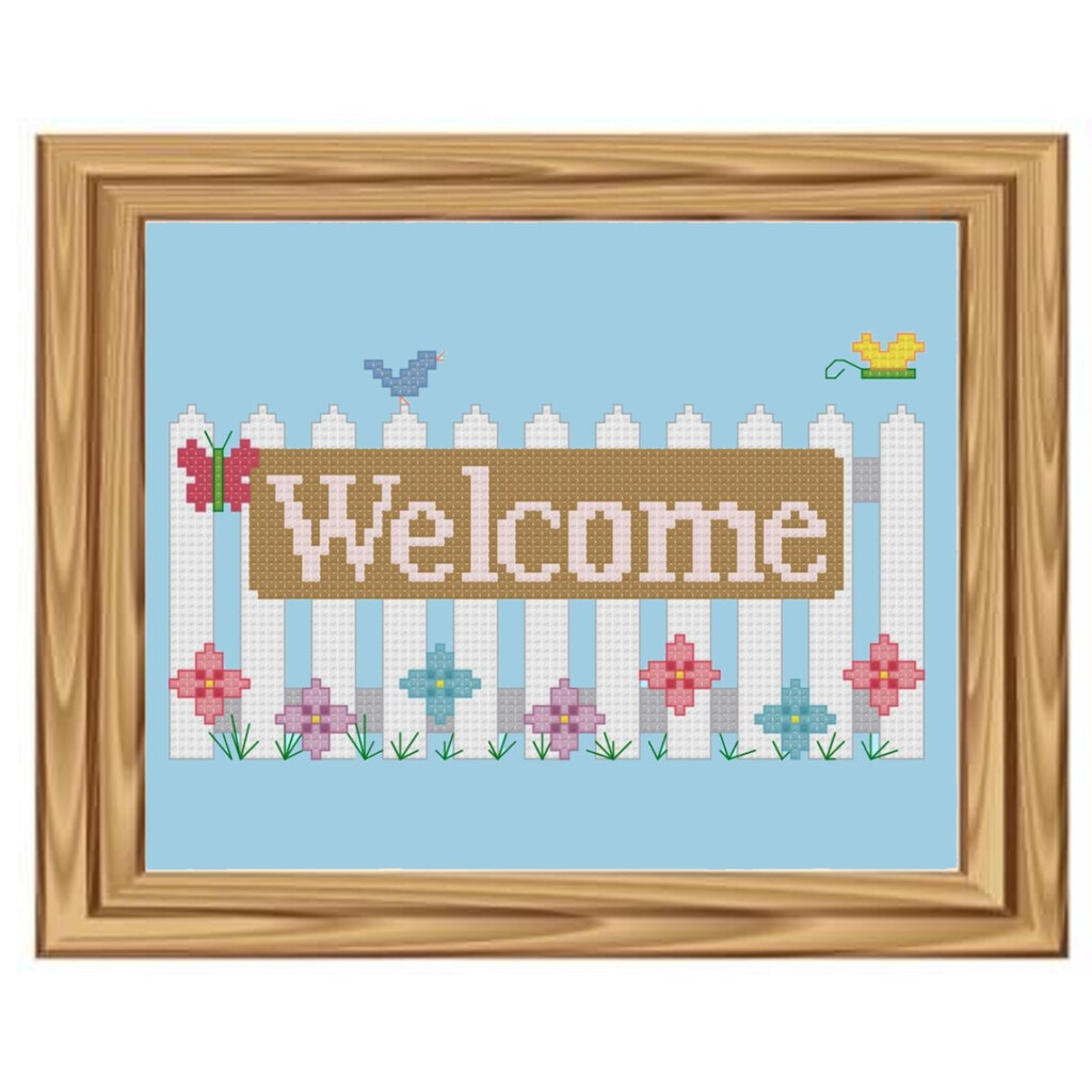 Welcome Cross Stitch Pattern PDF File Instant Download X Etsy - Cross Stitch Welcome Sign Pattern