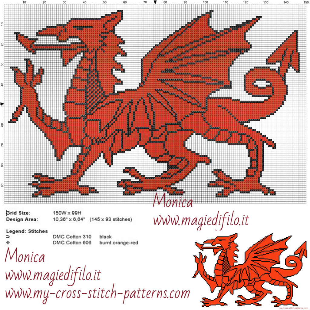 Welsh Dragon Cross Stitch Pattern Free Cross Stitch Patterns Simple  - Welsh Dragon Cross Stitch Pattern