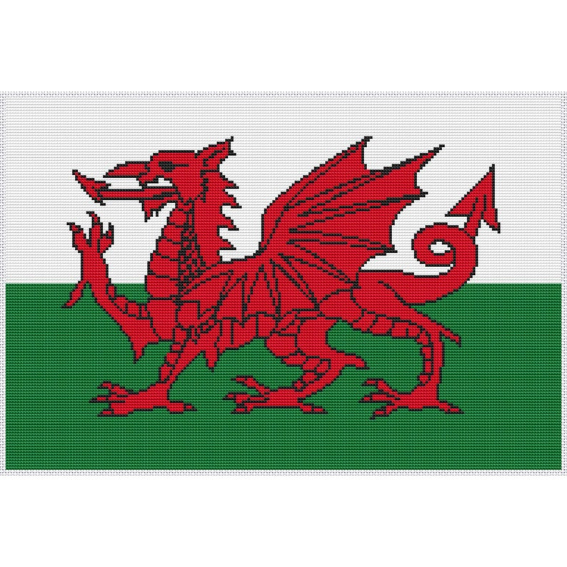 Welsh Dragon Cross Stitch PDF Pattern Chart Etsy UK - Welsh Dragon Cross Stitch Pattern
