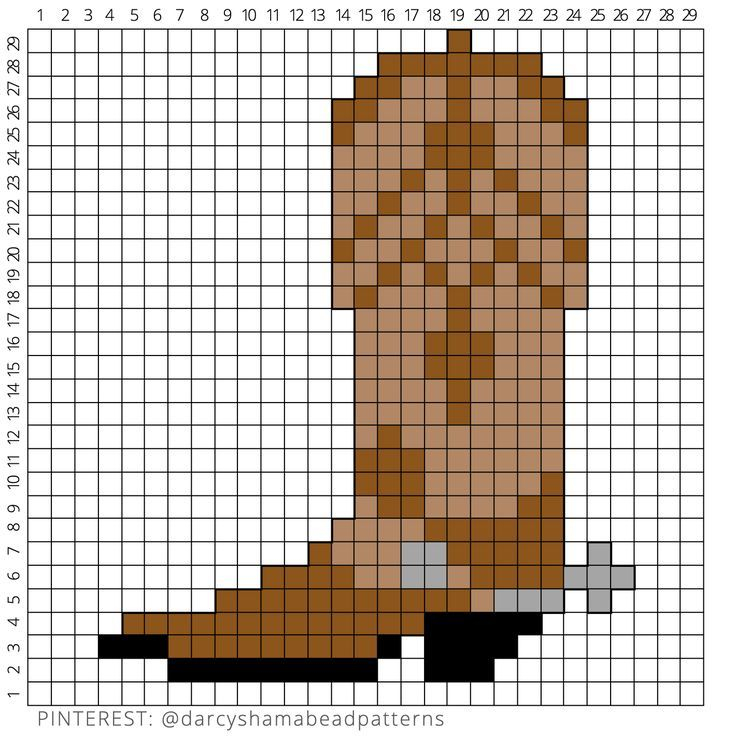 Western Cowboy Boot Pattern 29x29 For DIY Fabric Crafts - Cowboy Cross Stitch Patterns Free