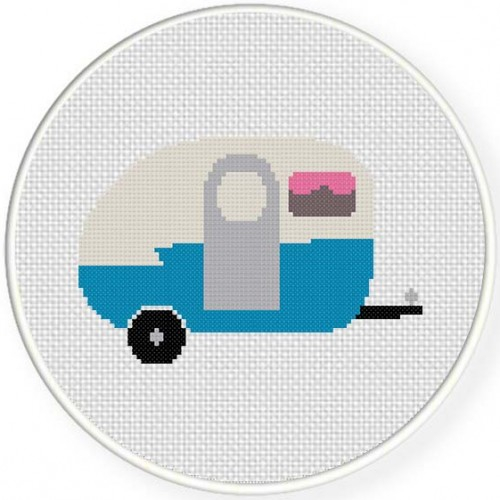 White And Blue Camper Cross Stitch Pattern Daily Cross Stitch - Free Blue And White Cross Stitch Patterns