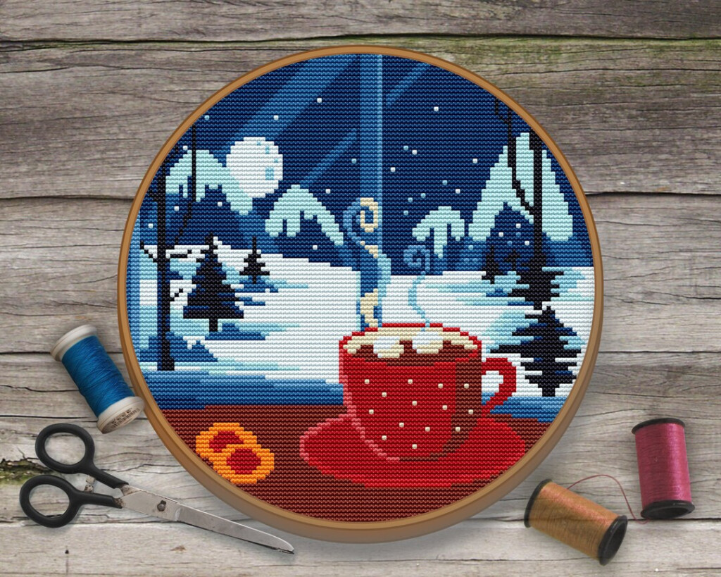Winter Cross Stitch Pattern Winter Scene Cross Stitch Pattern Hot  - Winter Scene Cross Stitch Patterns