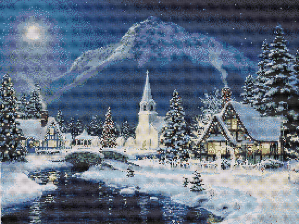 Winter Landscape PDF Counted Cross Stitch Pattern Snowscape Etsy - Winter Scene Cross Stitch Patterns