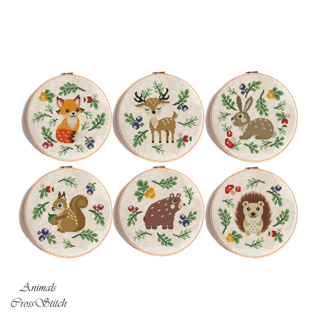 Woodland Animals Cross Stitch Pattern Set Of 6 Forest Etsy - Woodland Animals Cross Stitch Patterns Free