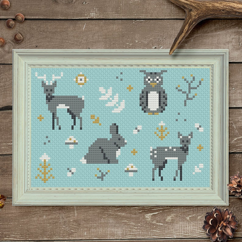 Woodland Creatures Cross Stitch Pattern Etsy - Woodland Creatures Cross Stitch Patterns