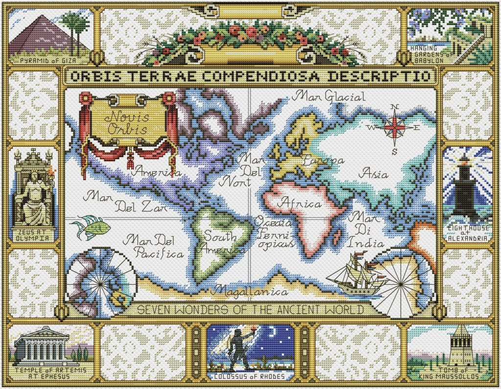 World Map Cross Stitch Pattern Globe Earth Digital Instant Etsy  - Cross Stitch World Patterns Free