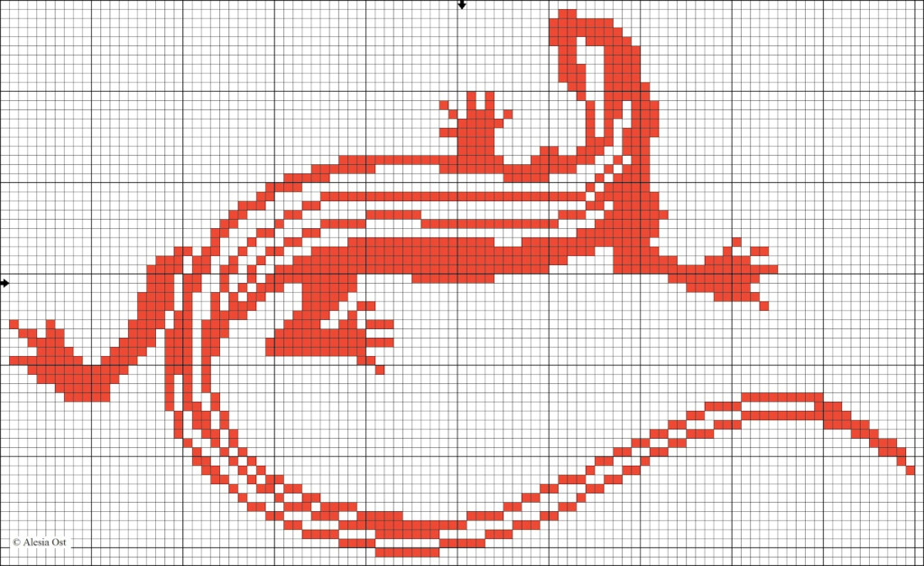 X Stitch Magic Orange Lizard - Lizard Cross Stitch Pattern Free